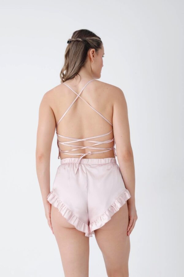 Blush Pink Satin Nightwear Set with Lace Bodice & Matching Robe - Image 5