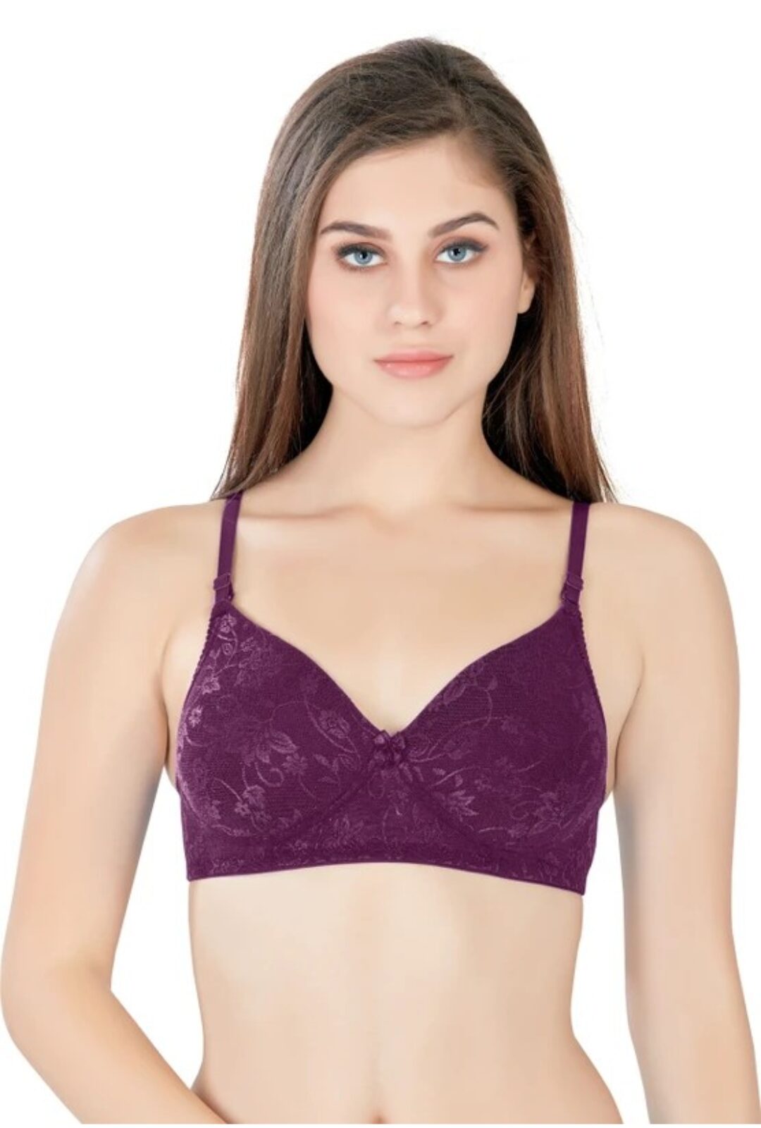 Larina Royal Plum Floral Comfort Bra - Image 4